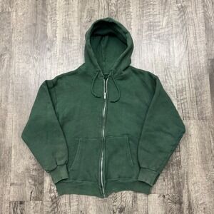 True Vintage 50s 60s Waffle Thermal Lined Zip Hoodie Green Sz S
